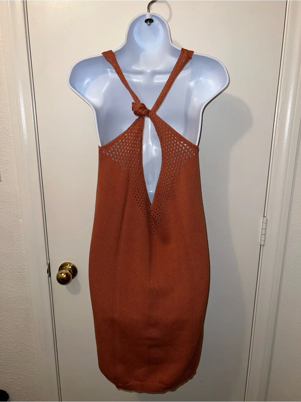 Free People Rust Open-Knit Tank Dress